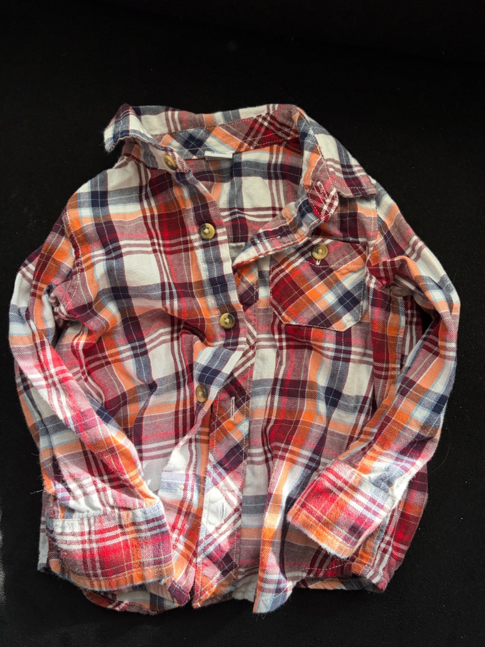 Old Navy Kids Plaid Button-Down Shirt - Orange, Red & Navy